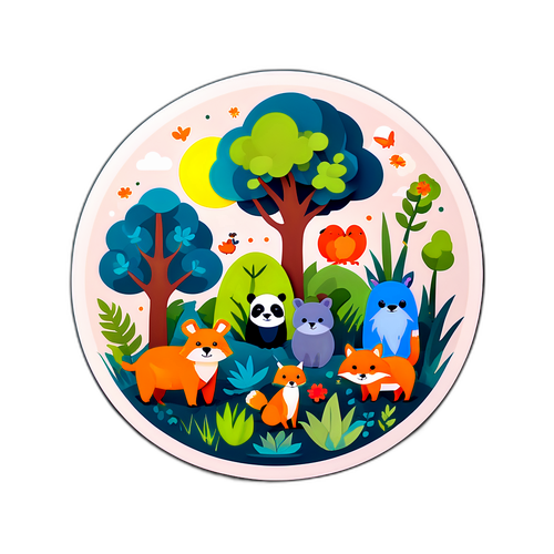 작은 정원에서 살아가는 동물 디자인