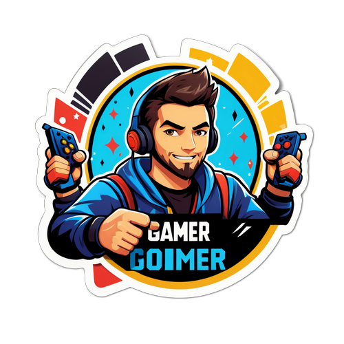 Стикер с геймером на турнире