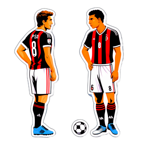 สติ๊กเกอร์ ปิซา พบ มิลาน: นักฟุตบอลสองคนในท่าทางการแข่งขัน