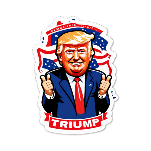 Trump Sticker mit ikonischen Merkmalen und Slogans