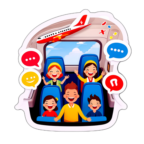 Glada passagerare i flygplanskupén