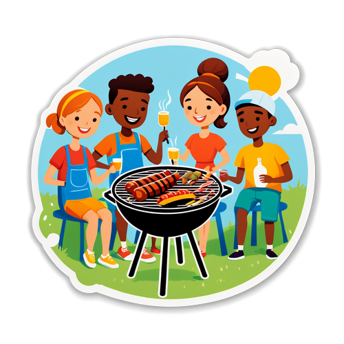 Kreatywna ilustracja ludzi na grillu