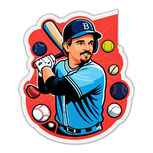 Sticker Kreatif Matthew Breetzke dengan Elemen Baseball