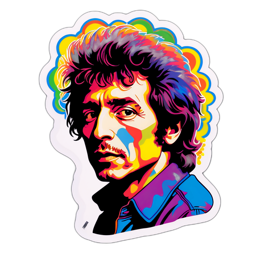 Psykedelisk klistermærke af Bob Dylan