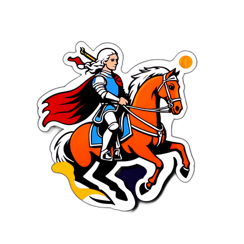 Nálepka s rytířem na koni
