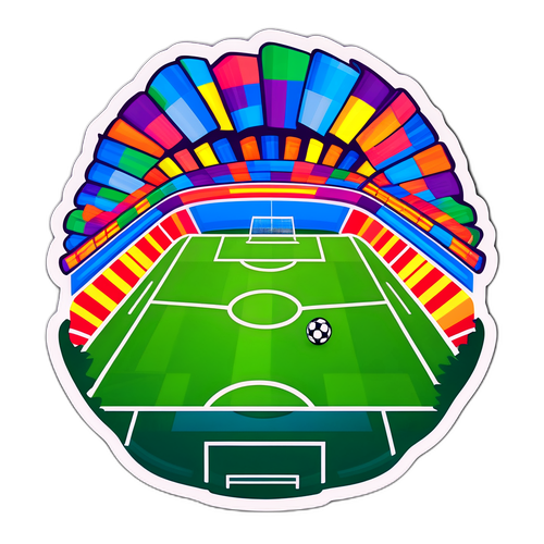 Nền sân bóng với người hâm mộ đầy sắc màu