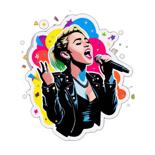 Silhouette de Miley Cyrus cântând