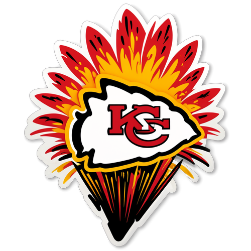 Celebratory Kansas City Chiefs Arrowhead Logo with Fireworks