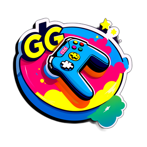 Ілюстрація елемента геймера з написом «GG!» в стилі поп-арт