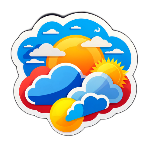 Sään ennustustarra: Pilvinen tai aurinkoinen huomenna