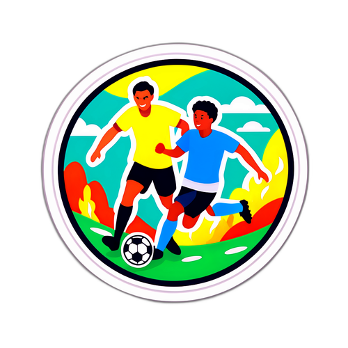 야외에서 축구를 하는 장면 스티커