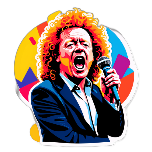 En stiliseret billed af Mick Hucknall syngende passioneret