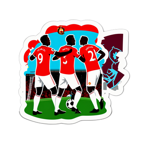 Ilustrace samolepky: Slavný moment Manchesteru United proti West Hamu