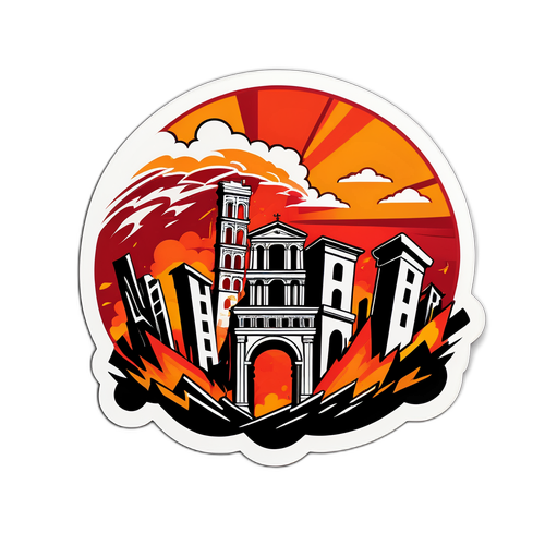 Kreatives Stickerdesign eines mächtigen Erdbebens in Italien