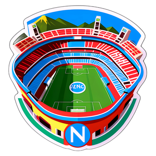 Interpretazione artistica dello stadio iconico del Calcio Napoli
