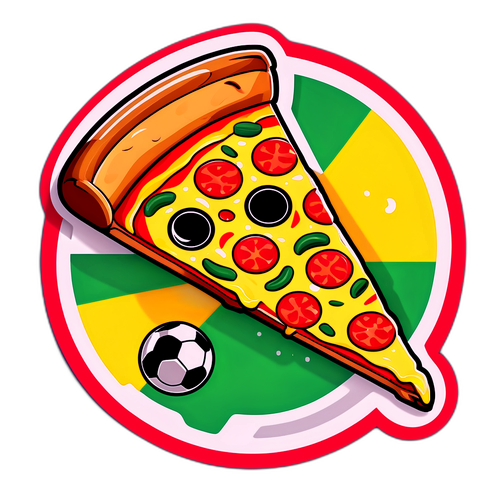 Stilizált pizza szelet, foci labdával