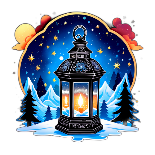 Kaunis jäälyhty tähtitaivaan alla