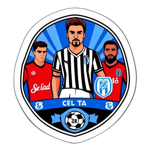 Σήμα των ομάδων Ρεάλ Σοσιεδάδ και Θέλτα σε φόντο γηπέδου