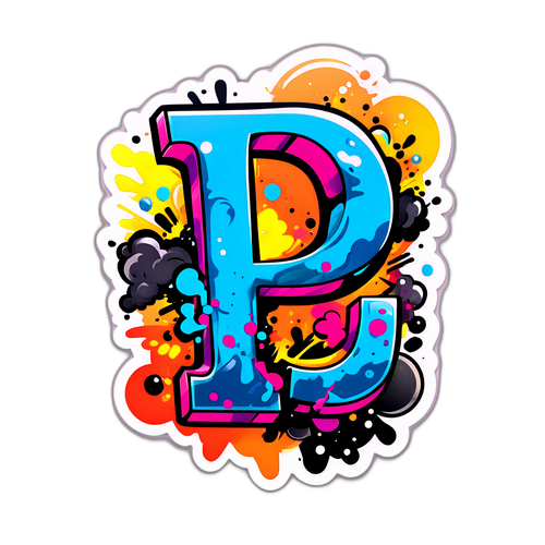 Nhãn dán nghệ thuật chữ 'P' phong cách graffiti