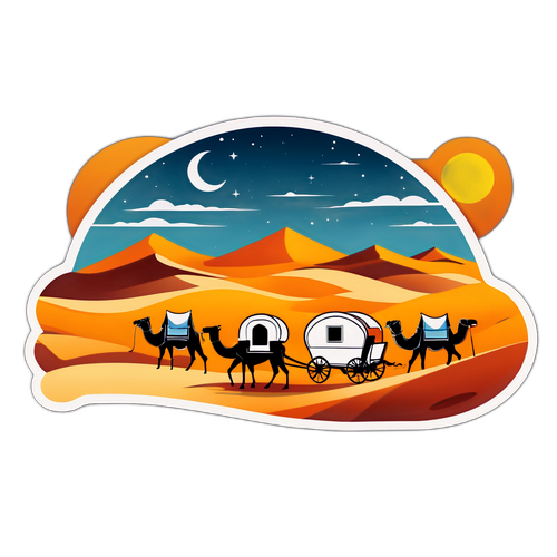 A Scenic Sticker Design of Tunisia's Saharan Desert Landscape
