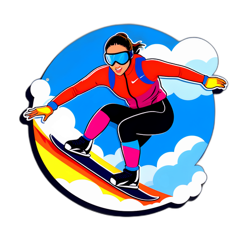 Levendige sticker van een vrouwelijke atleet in actie