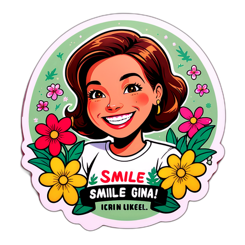 Autocolant cu Gina Pistol zâmbind