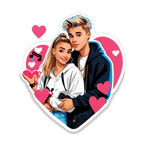 Oppdag Kærligheten: Hailey & Justin Biebers Søte Klistremerke med Musikk og Hjerter!