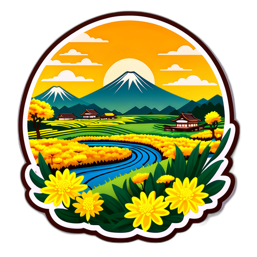 秋季田野與菊花的美景