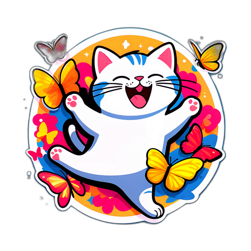 תו מדבקה של חתול שמח