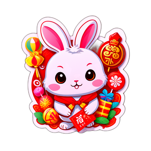 可愛的兔子與春節元素
