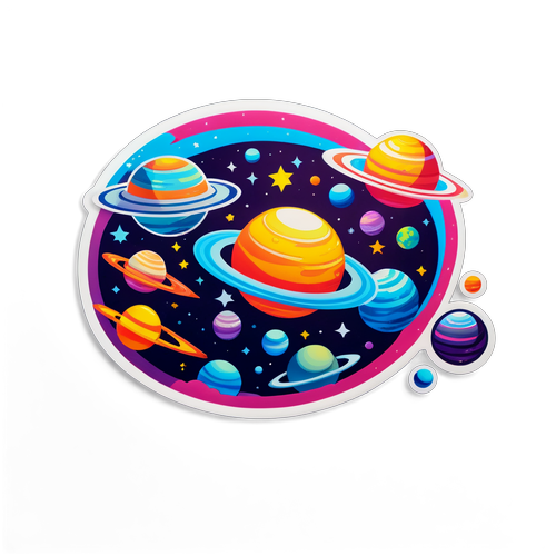 Décor galactique inspiré de "Orville" avec vaisseaux spatiaux et planètes colorées