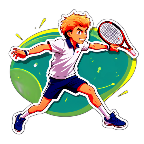 Sticker med Jannik Sinner i aktion