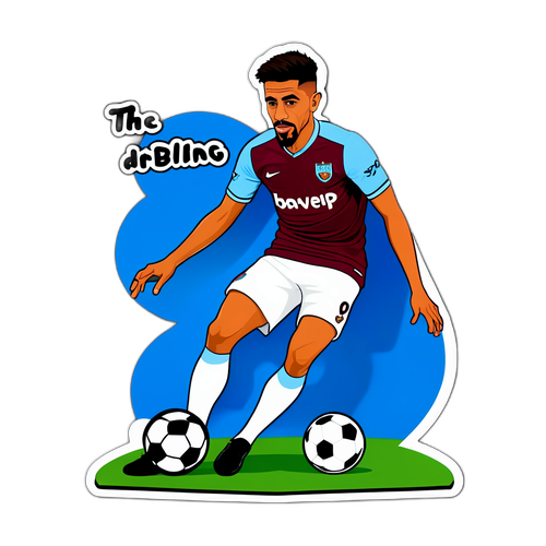 Caricatura de Lanzini driblando a un defensor