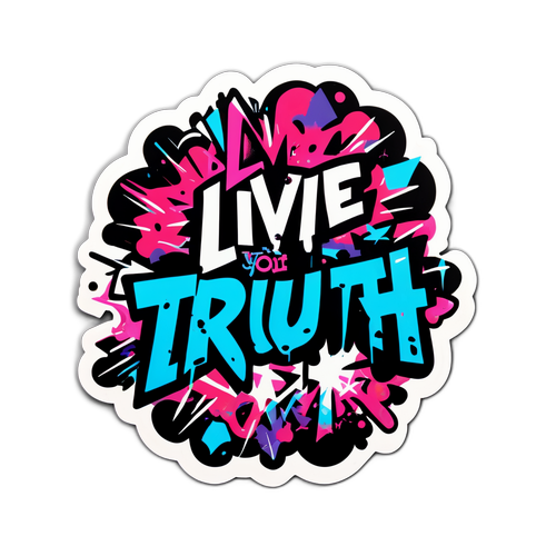 Een energieke sticker van Yungblud met graffiti-elementen en de tekst 'Live Your Truth'