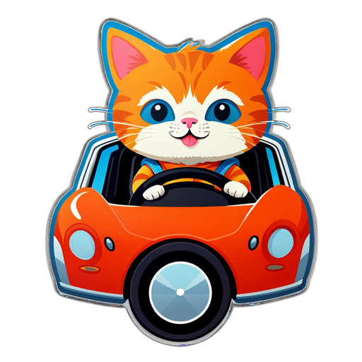 Rev Up Your Excitement with This Adorable Cat Driver Sticker – Perfect for Cat Lovers!