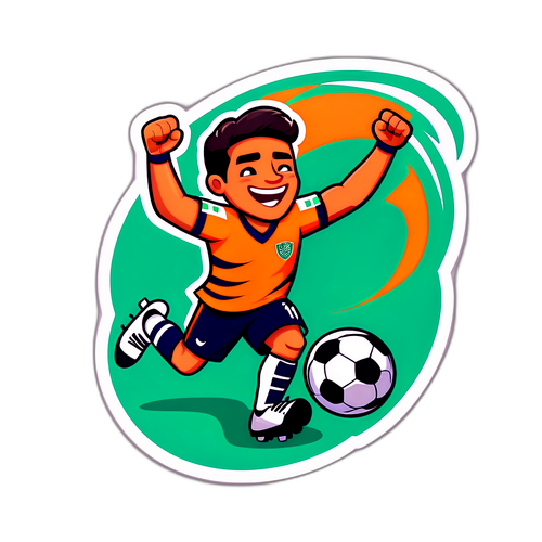Ilustración de un futbolista celebrando un gol