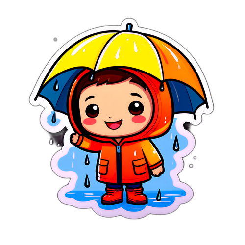 可愛的雨天卡通角色