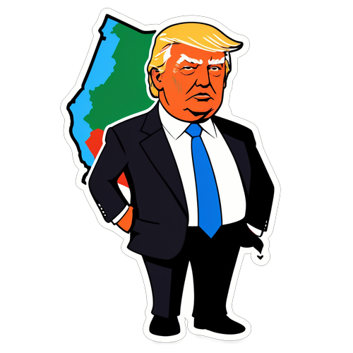 Sticker représentant Donald Trump avec une carte de Gaza en arrière-plan, symbolisant une discussion géopolitique