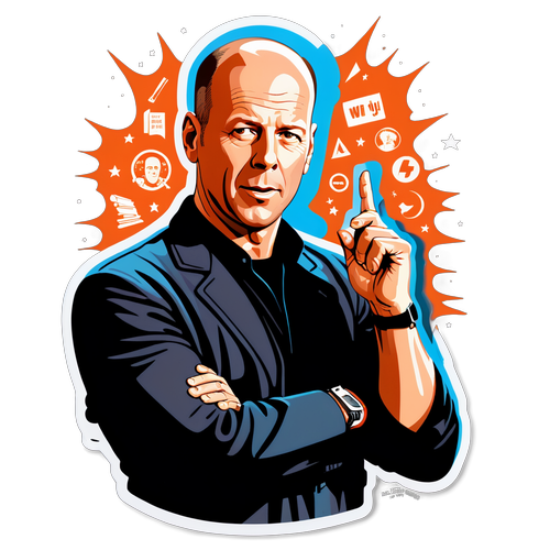 En retro design af Bruce Willis i action