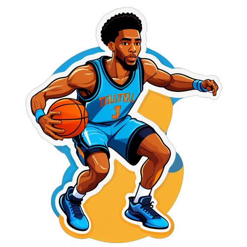 Futuristikong Sticker ni Kel'el Ware na Nagrarampa ng Basketball