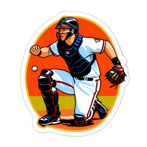 Dynamic Action Sticker of a Baseball Catcher