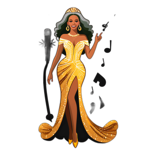 Sticker ya Beyonce katika gauni la dhahabu