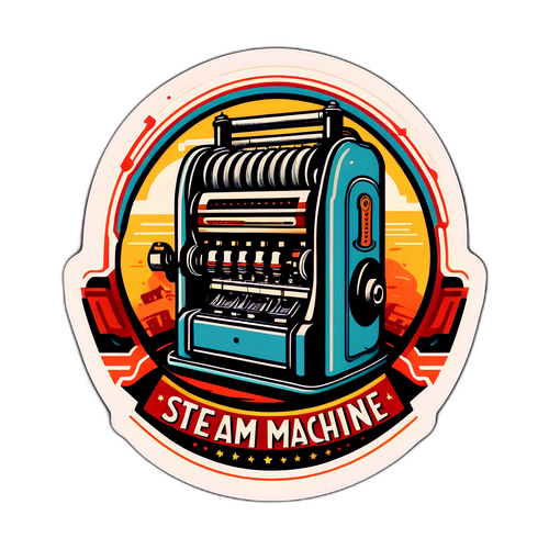 Stiker Gaya Retro Mesin Uap