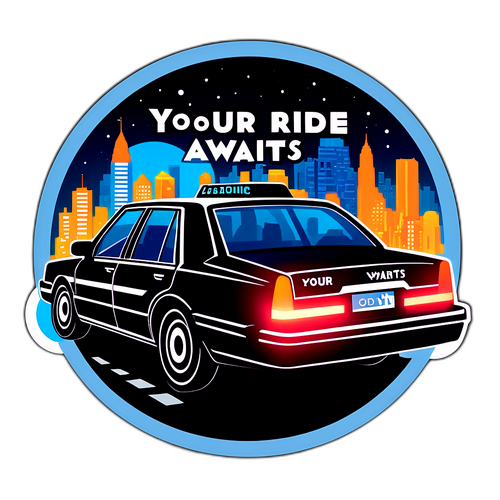 रात में शहर के दृश्य के माध्यम से तेज़ चलते उबर कार का स्टिकर