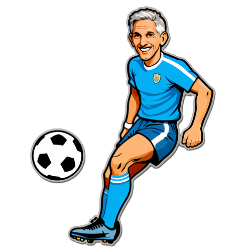 Sticker af Gary Lineker i retro fodboldstil