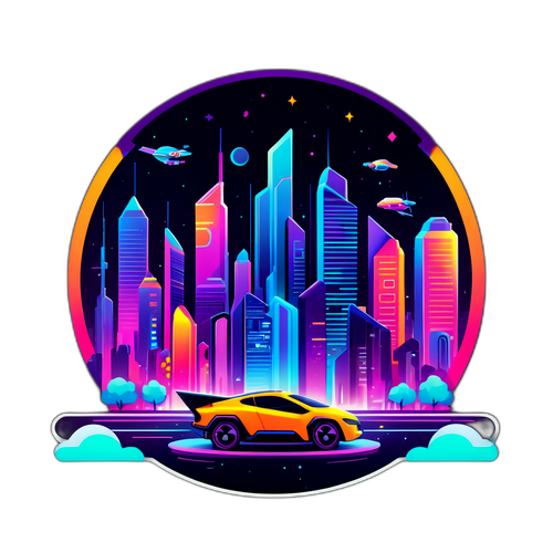 Kota Futuristik pada Malam Hari