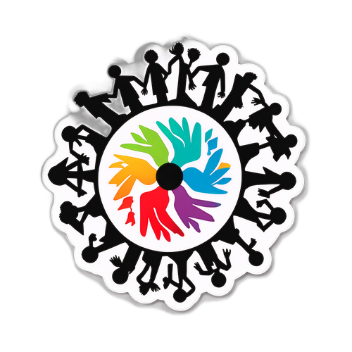 Sticker UDR avec silhouettes de personnes unies pour un objectif commun