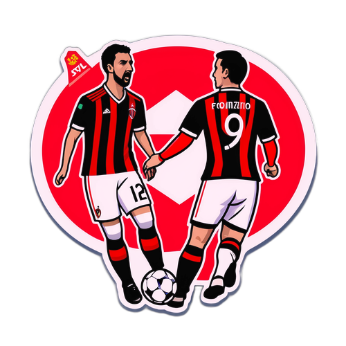 Klasická nálepka ilustrující penaltový rozstřel mezi AC Milan a Fiorentinou