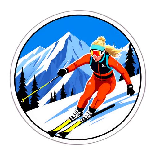 Skifahrerin in Aktion