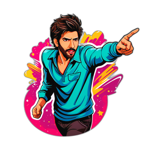 कार्तिक आर्यन एक्शन स्टिकर